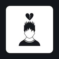 Man and broken heart icon, simple style vector