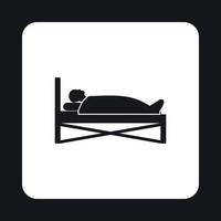 Patient in bed in hospital icon, simple style vector