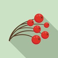 Rowan vitamin berry icon, flat style vector