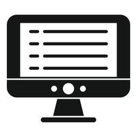 icono de monitor de pc del plan de estudios, estilo simple vector