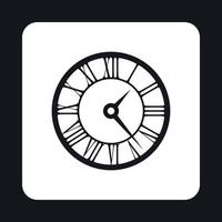 Round clock with roman numerals icon, simple style vector