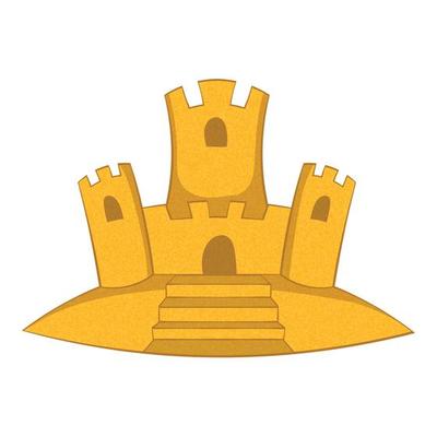 Sand castle icon, cartoon style