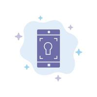 Application Mobile Mobile Application Screen Blue Icon on Abstract Cloud Background vector