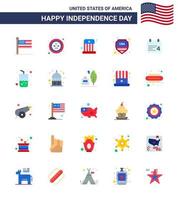 Happy Independence Day Pack of 25 Flats Signs and Symbols for calender sign badge shield hat Editable USA Day Vector Design Elements