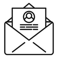 icono de correo de información personal, estilo de esquema vector