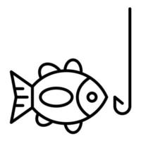 icono de línea de pescado enganchado vector