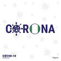 Nigeria Coronavirus Typography COVID19 country banner Stay home Stay Healthy Take care of your own health vector