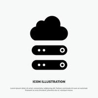 Big Cloud Data Storage solid Glyph Icon vector