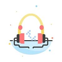 Headphone Music Audio Hand free Abstract Flat Color Icon Template vector