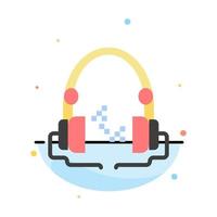 Headphone Music Audio Hand free Abstract Flat Color Icon Template vector