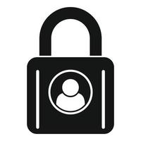 Locked personal information icon, simple style vector