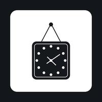 Square wall clock icon, simple style vector