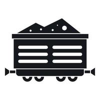 Train waggon with coal icon, simple style vector