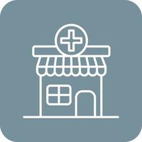 Medical Store Line Round Corner Background Icons vector