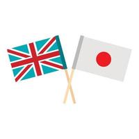 Flag of United Kingdom and Japan icon, flat style vector