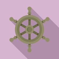 Helm ship wheel icon, flat style vector