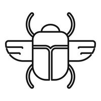 Sun scarab beetle icon, outline style vector