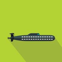 icono de submarino, estilo plano vector