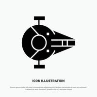 Cruiser Fighter Interceptor Ship Spacecraft solid Glyph Icon vector