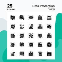 25 Data Protection Icon Set 100 Editable EPS 10 Files Business Logo Concept Ideas Solid Glyph icon design vector