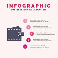 Business Finance Interface User Wallet Solid Icon Infographics 5 Steps Presentation Background vector