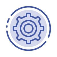 Gear Setting Cogs Blue Dotted Line Line Icon vector