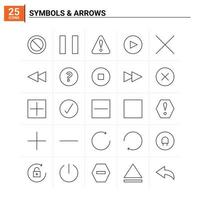 25 Symbols Arrows icon set vector background