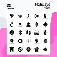 25 conjunto de iconos de vacaciones 100 archivos editables eps 10 ideas de concepto de logotipo de empresa diseño de icono de glifo sólido vector