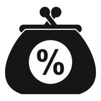 Percent credit wallet icon, simple style vector