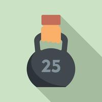 Gym kettlebell icon, flat style vector