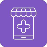 Online Pharmacy Line Round Corner Background Icons vector