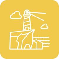 Lighthouse Landscape Line Round Corner Background Icons vector