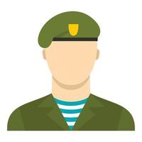 Army soldier icon, flat style vector