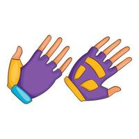 Bike gloves icon, cartoon style vector