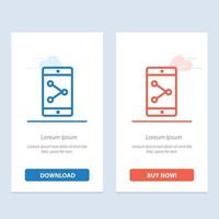 App Share Mobile Mobile Application  Blue and Red Download and Buy Now web Widget Card Template vector