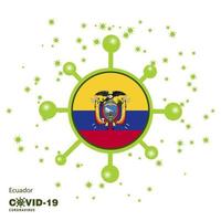 Ecuador Coronavius Flag Awareness Background Stay home Stay Healthy Take care of your own health Pray for Country vector