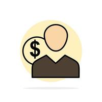 cliente usuario costos empleado finanzas dinero persona círculo abstracto fondo color plano icono vector