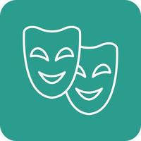 Theater Masks Line Round Corner Background Icons vector