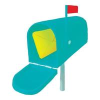 Mailbox with letter icon, cartoon style vector