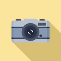 Travel camera icon, flat style vector