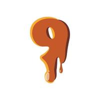 Number 9 from caramel icon vector