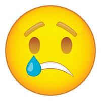 Crying emoticon icon, cartoon style vector