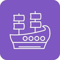 Galleon Line Round Corner Background Icons vector