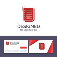 Creative Business Card and Logo template Checklist To Do List Work Task Notepad Vector Illustration