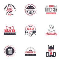 Happy Fathers Day Greeting Card 9 Black and Pink Happy fathers day card vintage retro type font Editable Vector Design Elements