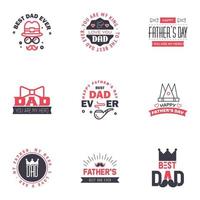 Happy Fathers Day Greeting Card 9 Black and Pink Happy fathers day card vintage retro type font Editable Vector Design Elements