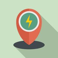 Charge station location icon, flat style vector