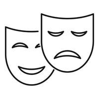 Theater mask icon outline vector. Drama comedy mask vector