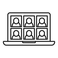 Friends group online meeting icon, outline style vector