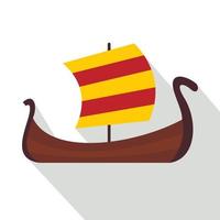 icono de barco medieval, estilo plano vector